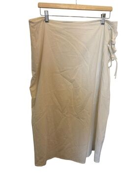 Women's Cream Tie-Side Midi Skirt